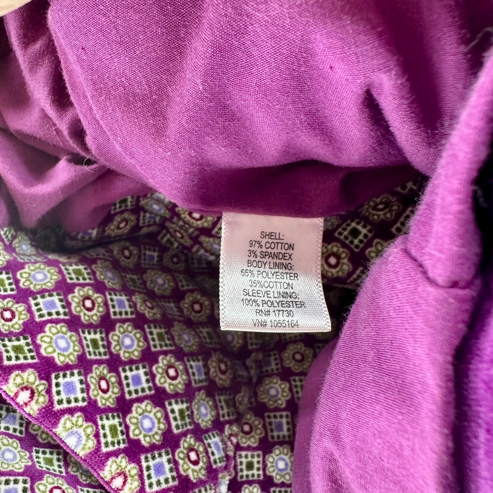 ISAAC MIZRAHI Purple Green VELVET Paisley Blazer Bohemian SUIT JACKET WOMENS M - Picture 10 of 11
